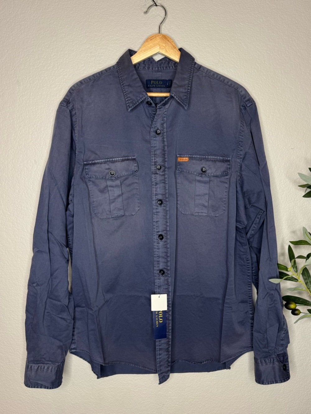 Polo Ralph Lauren Utility Button Down Shirt XL Gray Workwear Outdoor Long Sleeve